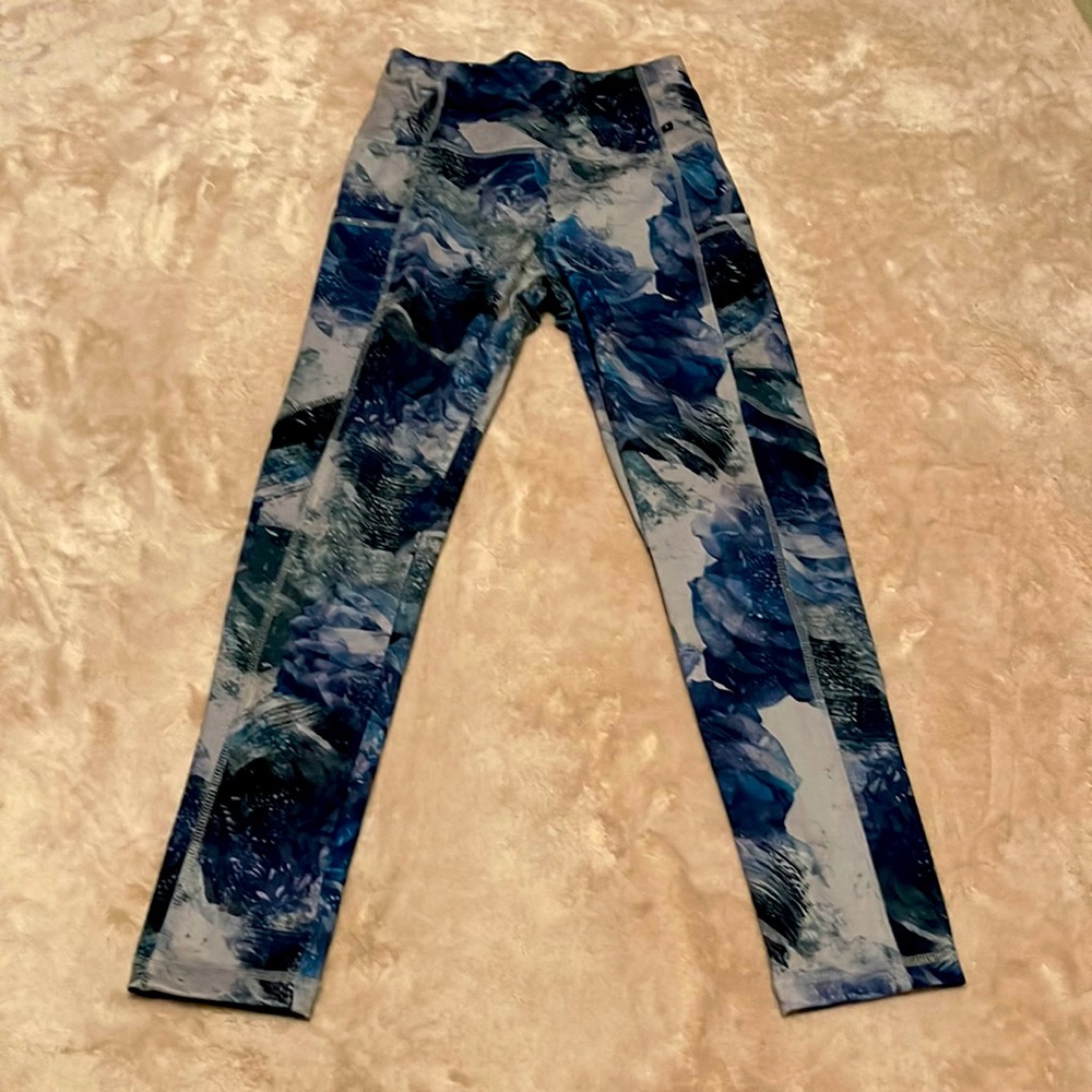 Marika Blue and Gray Abstract Print Leggings Small